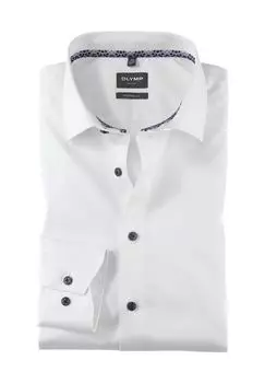 Деловая рубашка Luxor, современный крой, длинный рукав, воротник Кент, мужская OLYMP, белый