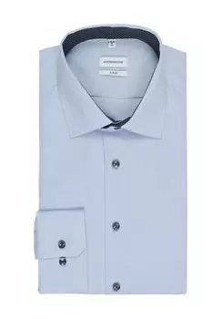 Деловая рубашка, не гладкая, очень прилегающая, мужская seidensticker, светло-синий