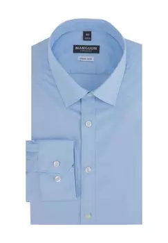 Деловая рубашка, очень приталенный крой, воротник Кент, мужская Manguun Collection, синий