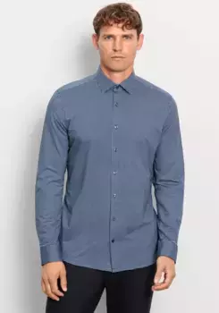 Деловая рубашка OLYMP "Level Five 24/Seven body fit", качество 24/Seven Dynamic Flex Jersey, цвет морской волны