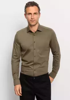 Деловая рубашка OLYMP "Level Five Body Fit Jersey Shirt", качество трикотажа, цвет Schlamm