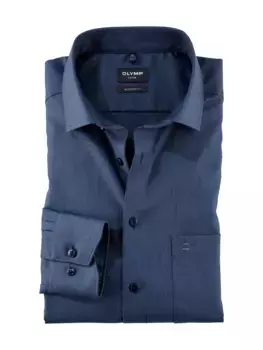 Деловая рубашка OLYMP "Luxor Modern Fit", элегантные световые эффекты благодаря особо тонкому одноцветному узору плетения, голубой