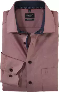 Деловая рубашка OLYMP "Luxor Modern Fit" с вышивкой логотипа в тон, красный