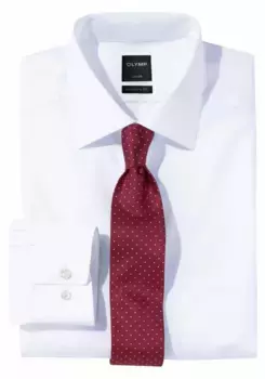 Деловая рубашка OLYMP "Luxor Modern Fit", удлиненные рукава, негладкая, с нагрудным карманом, белый