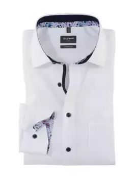 Деловая рубашка OLYMP "Люксор современный крой" с контрастными деталями, белый