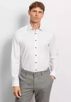 Деловая рубашка OLYMP "Пятый уровень прилегания к телу", тонкая, матовая блестящая микроструктура, белый