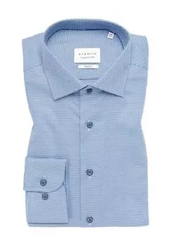 Деловая рубашка, приталенный крой, длинный рукав, воротник Кент, мужская ETERNA, синий