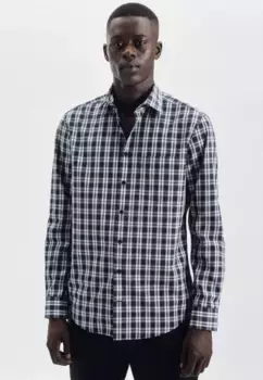 Деловая рубашка seidensticker "Black Rose", обычный клетчатый воротник Кент с длинными рукавами, синий