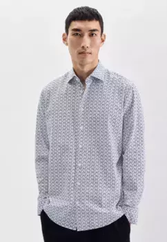 Деловая рубашка seidensticker "Black Rose", стандартный длинный рукав с принтом воротника Kent, синий