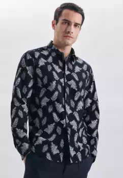 Деловая рубашка seidensticker "Black Rose", стандартный длинный рукав с принтом воротника Kent, синий