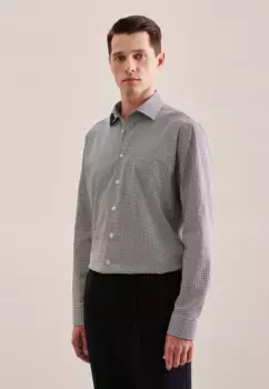 Деловая рубашка seidensticker "Comfort", комфортный длинный рукав, воротник Kent, принт, зеленый