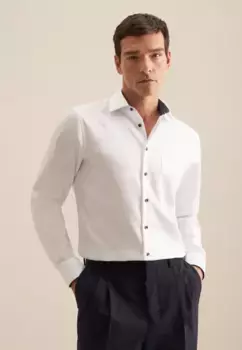 Деловая рубашка seidensticker "Комфорт", комфортный воротник "Кент" с длинными рукавами, однотонная, белый