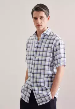 Деловая рубашка seidensticker "Regular", обычный клетчатый воротник Kent с короткими рукавами, синий