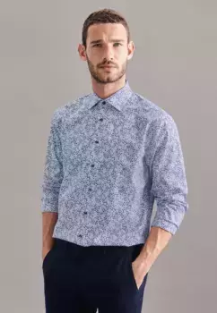 Деловая рубашка seidensticker "Regular", стандартный длинный рукав, воротник Kent, принт, голубой