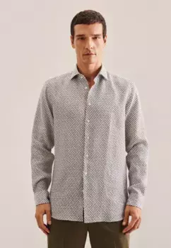 Деловая рубашка seidensticker "Regular", стандартный длинный рукав, воротник "Кент", мелкий узор, зеленый