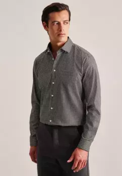 Деловая рубашка seidensticker "Regular", стандартный длинный рукав, воротник "Кент", мелкий узор, зеленый