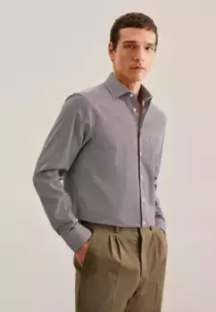 Деловая рубашка seidensticker "Regular", стандартный длинный рукав, воротник Kent, принт, зеленый