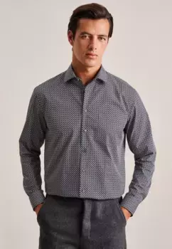 Деловая рубашка seidensticker "Regular", стандартный длинный рукав, воротник Kent, принт, черный