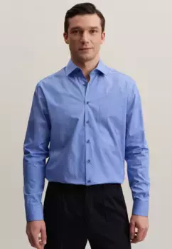 Деловая рубашка seidensticker "Regular", стандартный длинный рукав, воротник Kent, принт, голубой