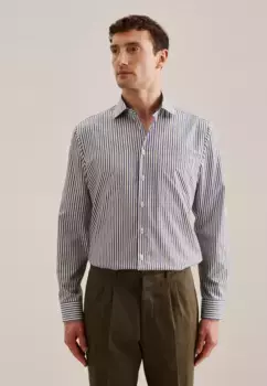 Деловая рубашка seidensticker "Regular", стандартный длинный рукав, воротник Kent, полоски, зеленый