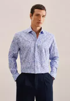 Деловая рубашка seidensticker "Regular", стандартный воротник "Кент" с длинными рукавами и пейсли, голубой