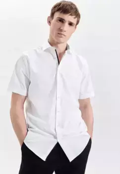 Деловая рубашка seidensticker "Regular", стандартный воротник "Кент" с короткими рукавами, однотонная, белый