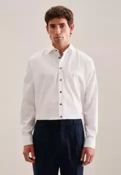 Деловая рубашка seidensticker "Regular", стандартный воротник "Кент" с длинными рукавами, однотонная, белый