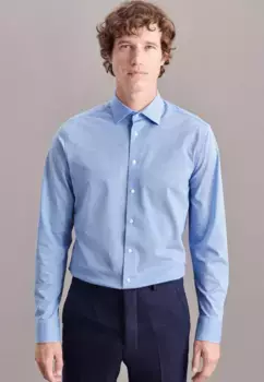 Деловая рубашка seidensticker "Regular", стандартный воротник "Кент" с длинными рукавами, однотонная, голубой