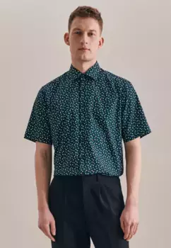 Деловая рубашка seidensticker "Regular", стандартный воротник с короткими рукавами и принтом Kent, зеленый