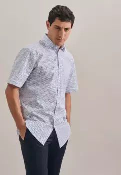 Деловая рубашка seidensticker "Regular", стандартный воротник с короткими рукавами и принтом Kent, бирюзовый