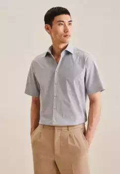 Деловая рубашка seidensticker "Regular", стандартный воротник с короткими рукавами и принтом Kent, коричневый