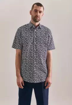 Деловая рубашка seidensticker "Regular", стандартный воротник с короткими рукавами и принтом Kent, синий