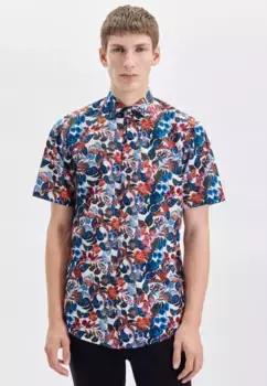 Деловая рубашка seidensticker "Regular", стандартный воротник с короткими рукавами и принтом Kent, красный