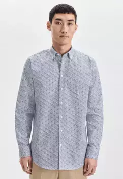 Деловая рубашка seidensticker "Regular", воротник на пуговицах с длинными рукавами и принтом, голубой