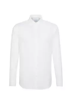 Деловая рубашка seidensticker "Shaped", фасонные удлиненные рукава, однотонный воротник "Кент", белый