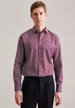 Деловая рубашка seidensticker "Shaped", фасонные удлиненные рукава, принт "Кент" на воротнике, красный