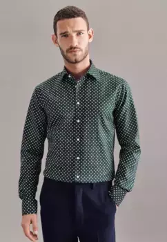 Деловая рубашка seidensticker "Shaped", фасонный воротник с длинными рукавами и принтом Kent, зеленый