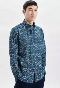 Деловая рубашка seidensticker "Shaped", фасонный воротник с длинными рукавами и принтом на пуговицах, бирюзовый