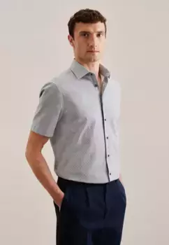 Деловая рубашка seidensticker "Shaped", фигурный принт на воротнике Kent, серый