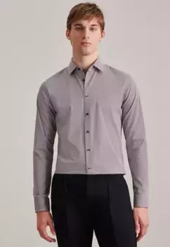 Деловая рубашка seidensticker "Slim", тонкие удлиненные рукава, воротник "Кент" в клетку, красный