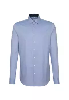 Деловая рубашка seidensticker "Slim", узкие удлиненные рукава, простой воротник "Кент", голубой