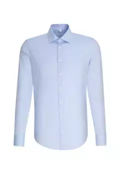 Деловая рубашка seidensticker "Slim", узкие удлиненные рукава, простой воротник "Кент", голубой