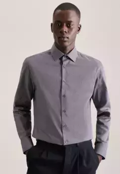 Деловая рубашка seidensticker "Slim", узкие удлиненные рукава, принт "Кент" на воротнике, серый