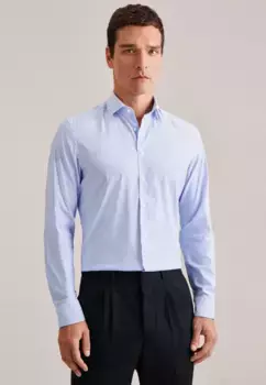 Деловая рубашка seidensticker "Slim", узкий длинный рукав с принтом воротника Kent, голубой