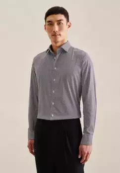 Деловая рубашка seidensticker "Slim", узкий длинный рукав с принтом воротника Kent, синий