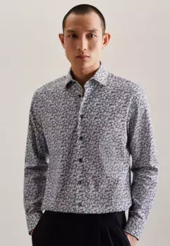 Деловая рубашка seidensticker "Slim", узкий длинный рукав, воротник "Кент" с цветочным принтом, коричневый