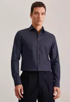 Деловая рубашка seidensticker "Slim", узкий длинный рукав, воротник "Кент" с узором пейсли, синий