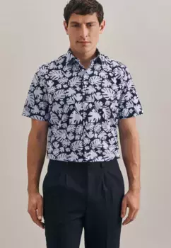 Деловая рубашка seidensticker "Slim", узкий воротник с короткими рукавами и принтом Kent, голубой