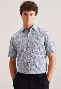 Деловая рубашка seidensticker "Slim", узкий воротник с короткими рукавами и принтом Kent, коричневый