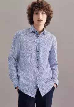 Деловая рубашка seidensticker "X-Slim", X-Slim с длинными рукавами и принтом на воротнике Kent, голубой